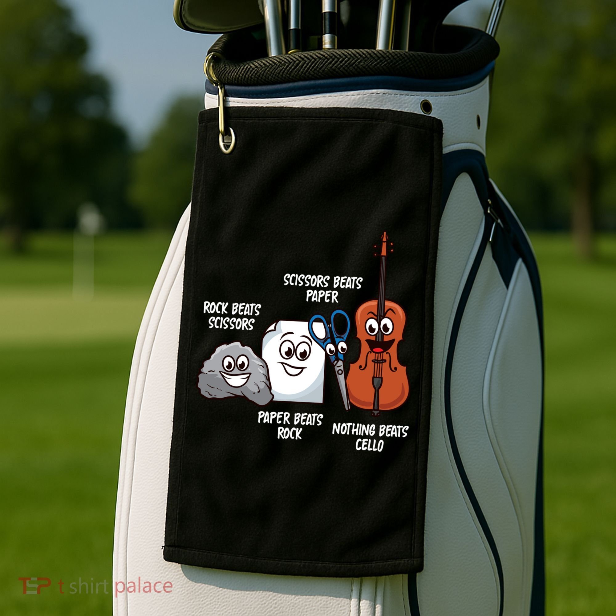 Nothing Beats Cello Rock Paper Scissors Gift For Cellist Gift Golf Towel
