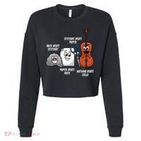 Nothing Beats Cello Rock Paper Scissors Gift For Cellist Gift Cropped Pullover Crew thumb 0