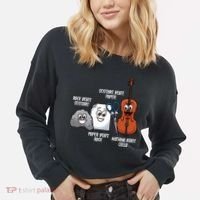 Nothing Beats Cello Rock Paper Scissors Gift For Cellist Gift Cropped Pullover Crew thumb 2