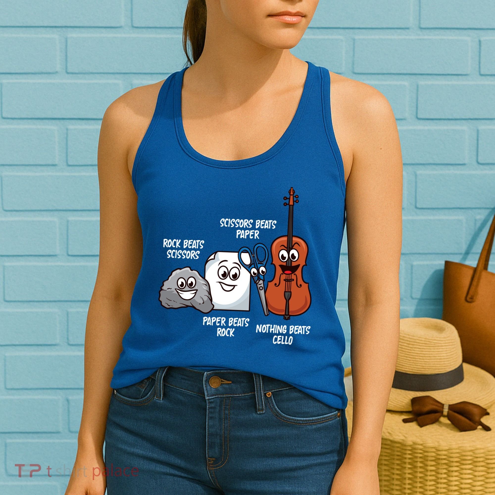 Nothing Beats Cello Rock Paper Scissors Gift For Cellist Gift Women's Tank Top