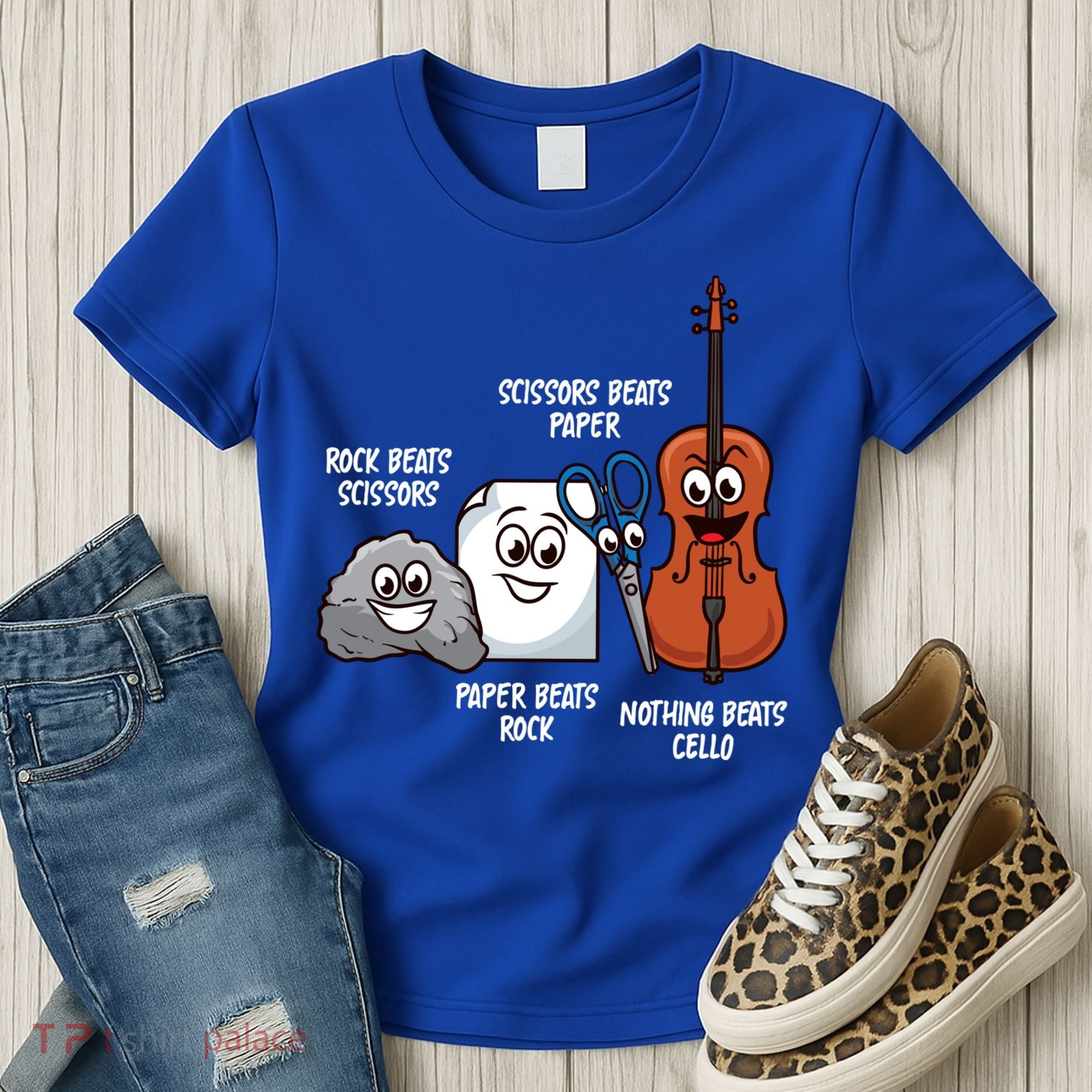 Nothing Beats Cello Rock Paper Scissors Gift For Cellist Gift Women's T-Shirt