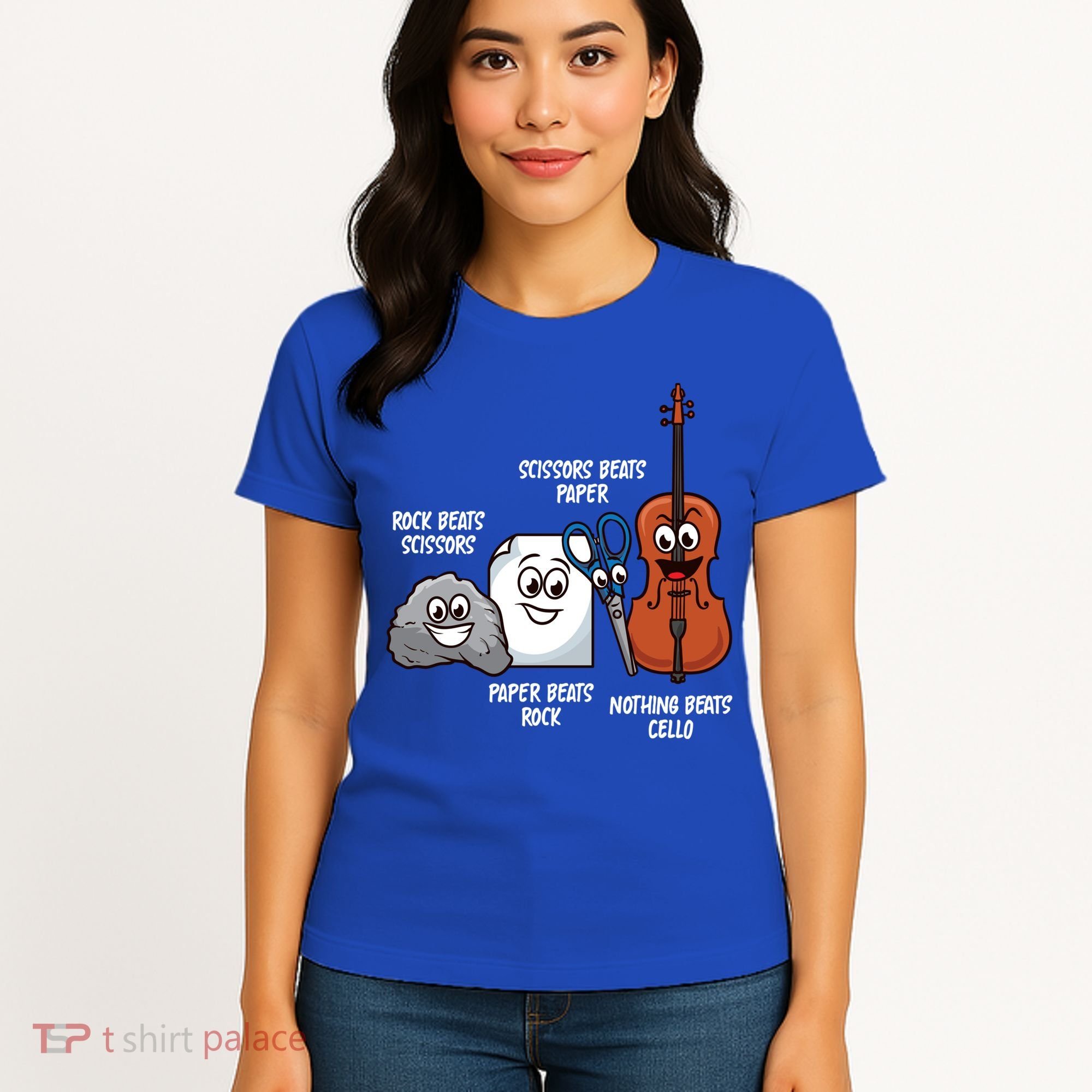 Nothing Beats Cello Rock Paper Scissors Gift For Cellist Gift Women's T-Shirt