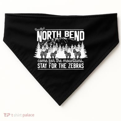 North Bend Come For The Mountains Stay For The Zebras USA-Made Doggie Bandana