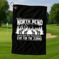 North Bend Come For The Mountains Stay For The Zebras Golf Towel thumb 1