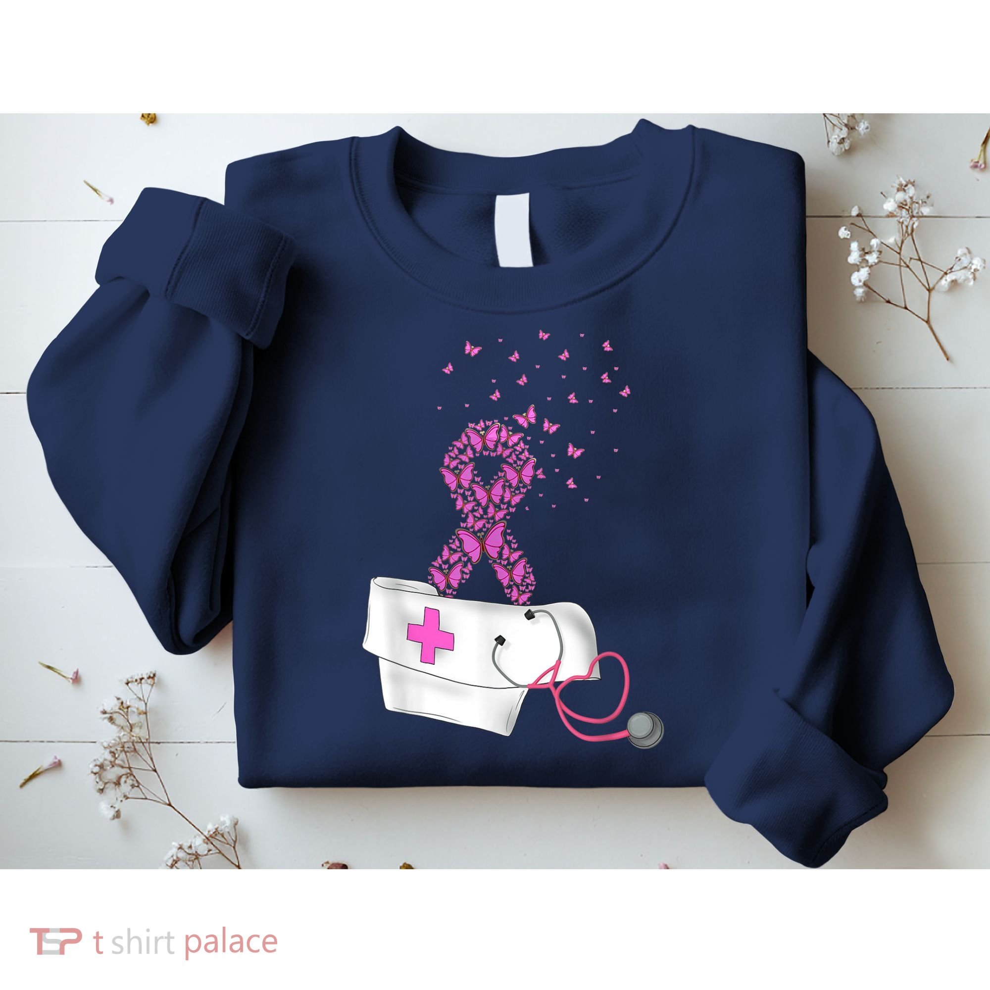 Nurse Breast Cancer Awareness Pink Ribbon Stethoscope Gifts Sweatshirt