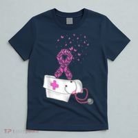 Nurse Breast Cancer Awareness Pink Ribbon Stethoscope Gifts T-Shirt thumb 5