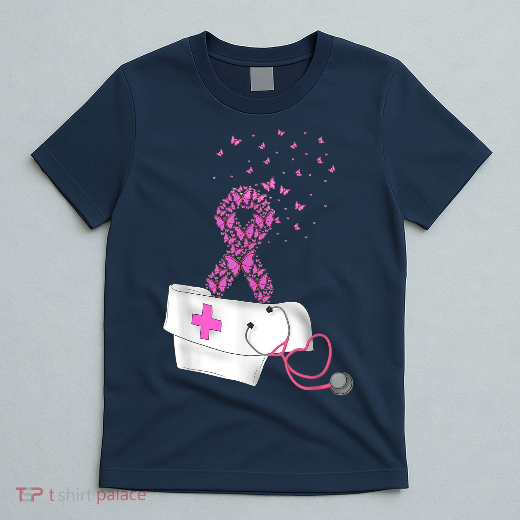 Nurse Breast Cancer Awareness Pink Ribbon Stethoscope Gifts T-Shirt