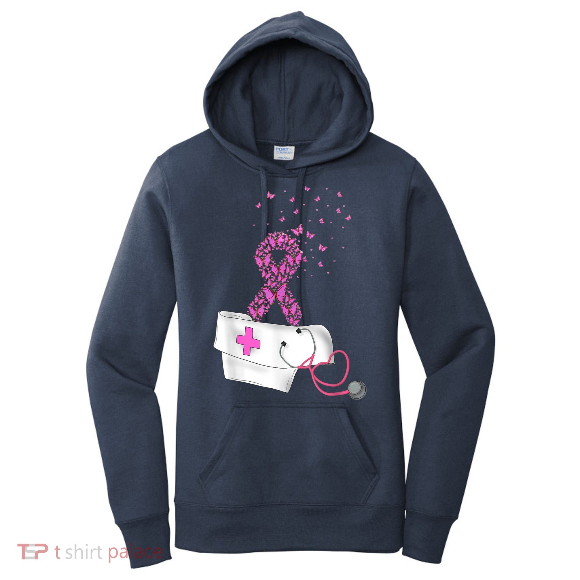 Nurse Breast Cancer Awareness Pink Ribbon Stethoscope Gifts Women's Hoodie