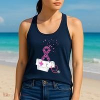 Nurse Breast Cancer Awareness Pink Ribbon Stethoscope Gifts Women's Tank Top thumb 2