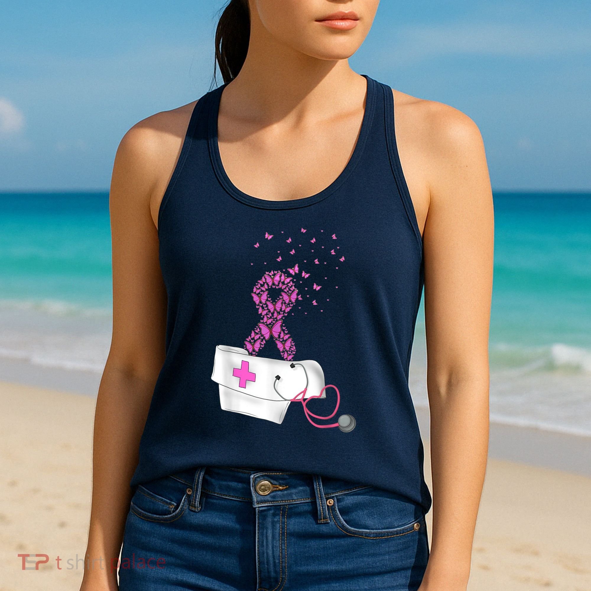 Nurse Breast Cancer Awareness Pink Ribbon Stethoscope Gifts Women's Tank Top