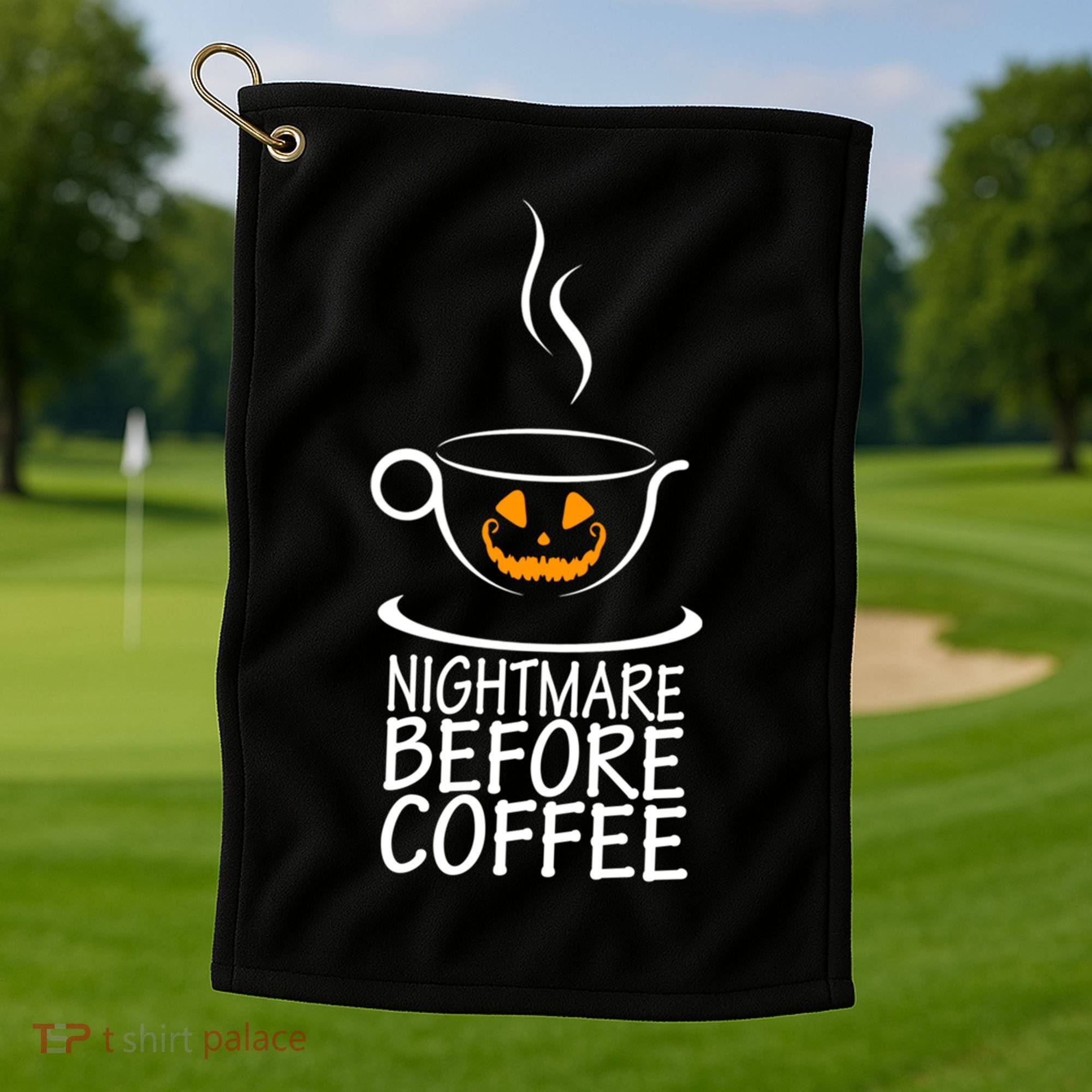 Nightmare Before Coffee Halloween Gift Golf Towel