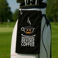 Nightmare Before Coffee Halloween Gift Golf Towel thumb 2