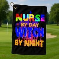 Nurse By Day Witch By Night Golf Towel thumb 1