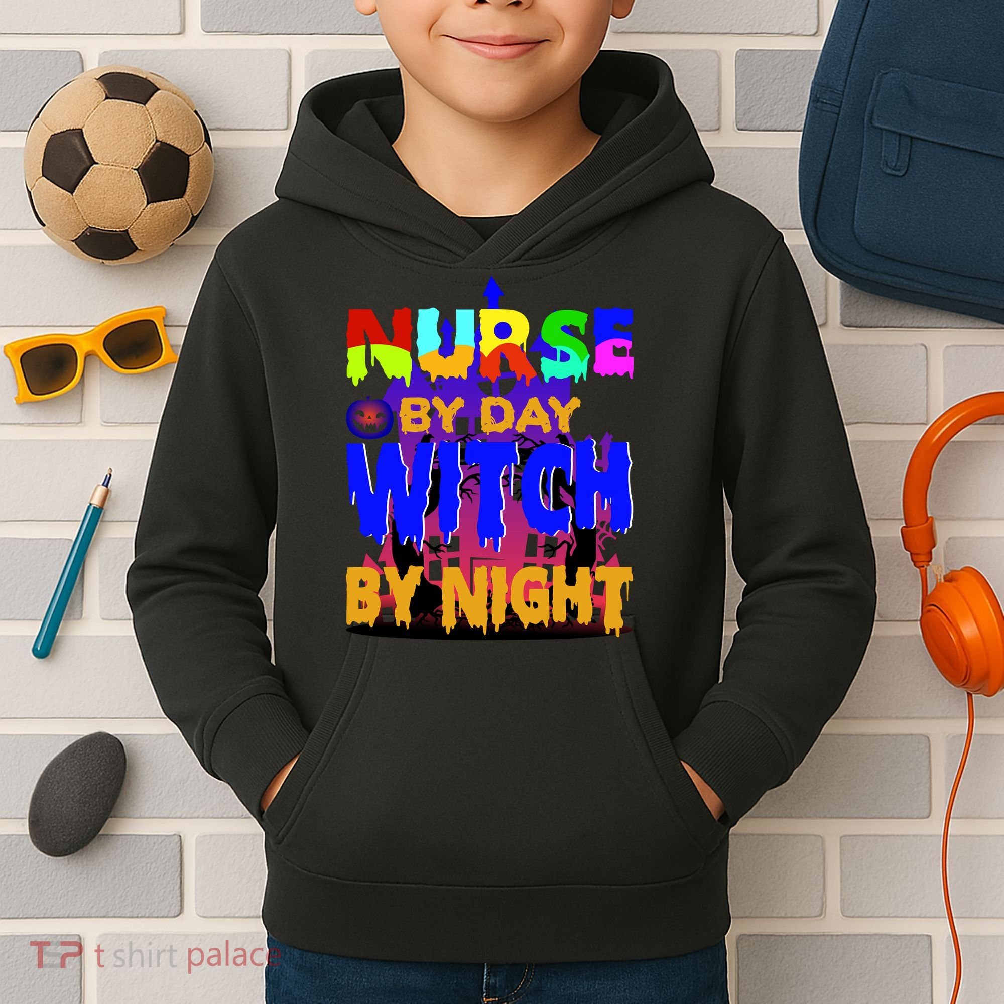 Nurse By Day Witch By Night Kids Hoodie