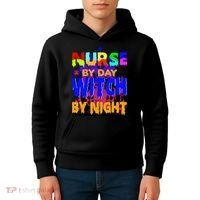 Nurse By Day Witch By Night Kids Hoodie thumb 4
