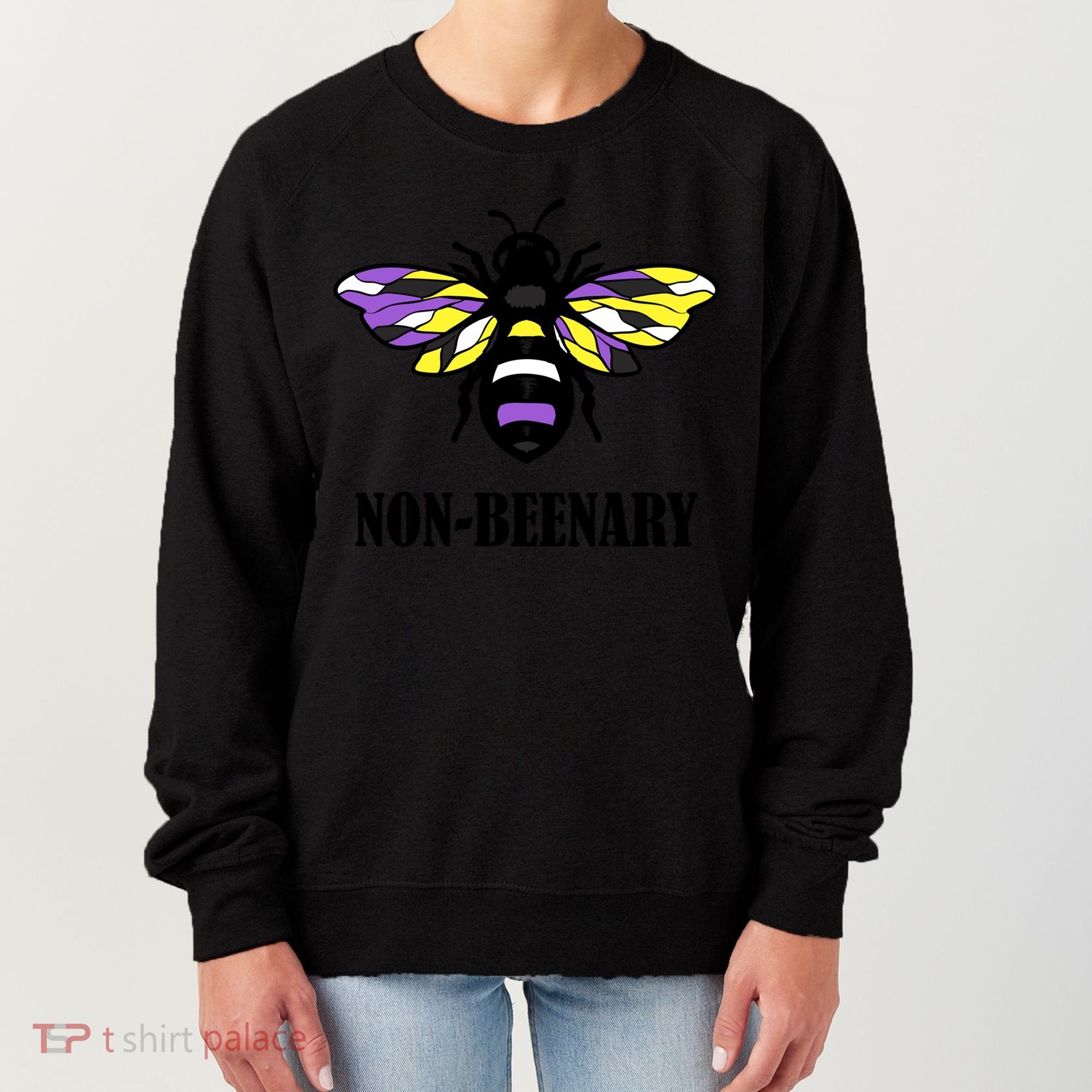 Non Binary Flag Bee Funny Proud Lgbtq Ally Nonbinary Pride Gift Women's Sweatshirt