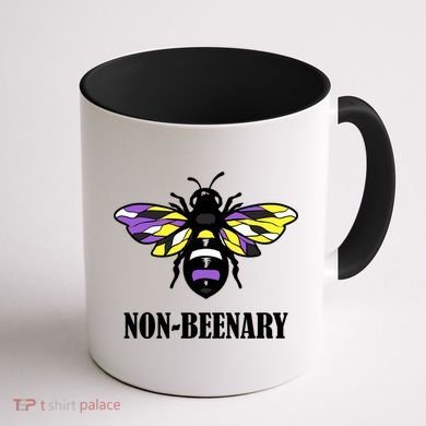 Non Binary Flag Bee Funny Proud Lgbtq Ally Nonbinary Pride Gift Coffee Mug back