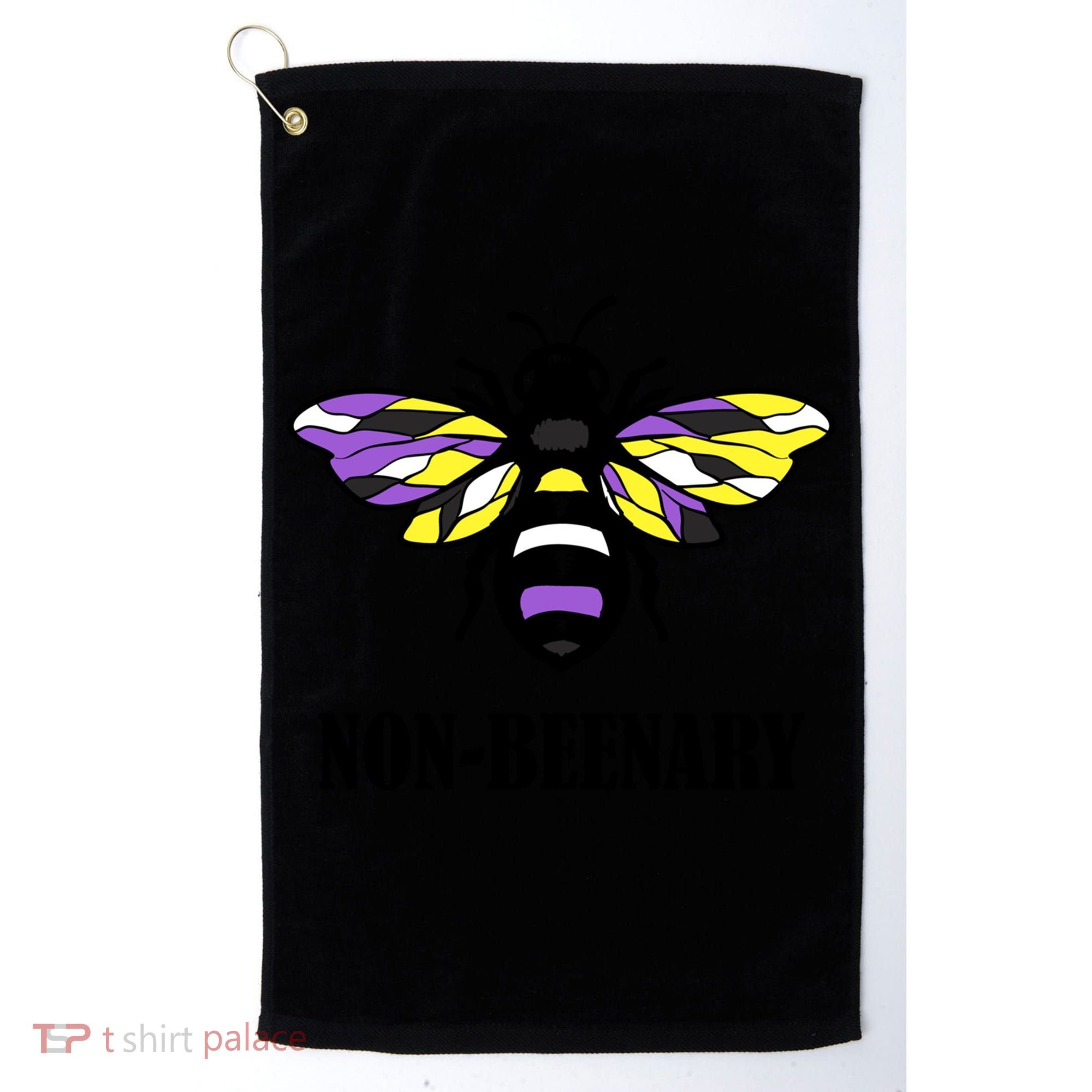 Non Binary Flag Bee Funny Proud Lgbtq Ally Nonbinary Pride Gift Golf Towel