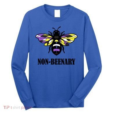 Non Binary Flag Bee Funny Proud Lgbtq Ally Nonbinary Pride Gift Long Sleeve Shirt