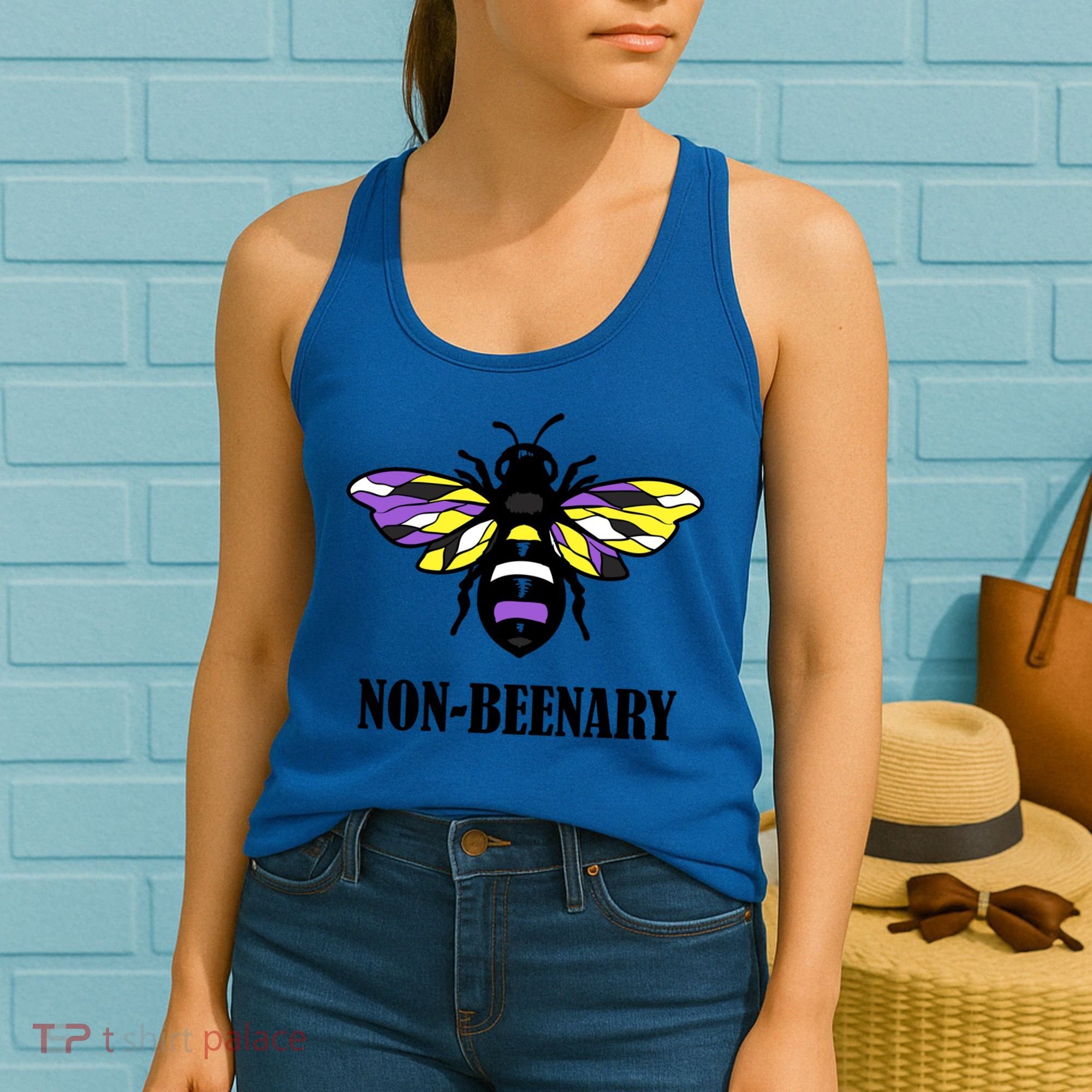 Non Binary Flag Bee Funny Proud Lgbtq Ally Nonbinary Pride Gift Women's Tank Top