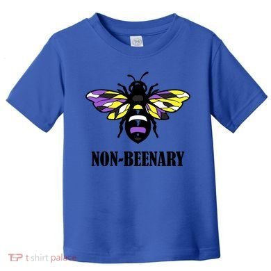 Non Binary Flag Bee Funny Proud Lgbtq Ally Nonbinary Pride Gift Toddler T-Shirt