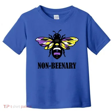 Non Binary Flag Bee Funny Proud Lgbtq Ally Nonbinary Pride Gift Toddler T-Shirt