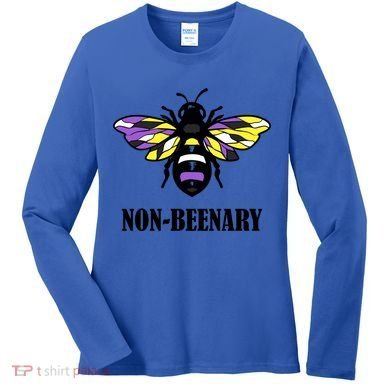 Non Binary Flag Bee Funny Proud Lgbtq Ally Nonbinary Pride Gift Women's Long Sleeve Shirt