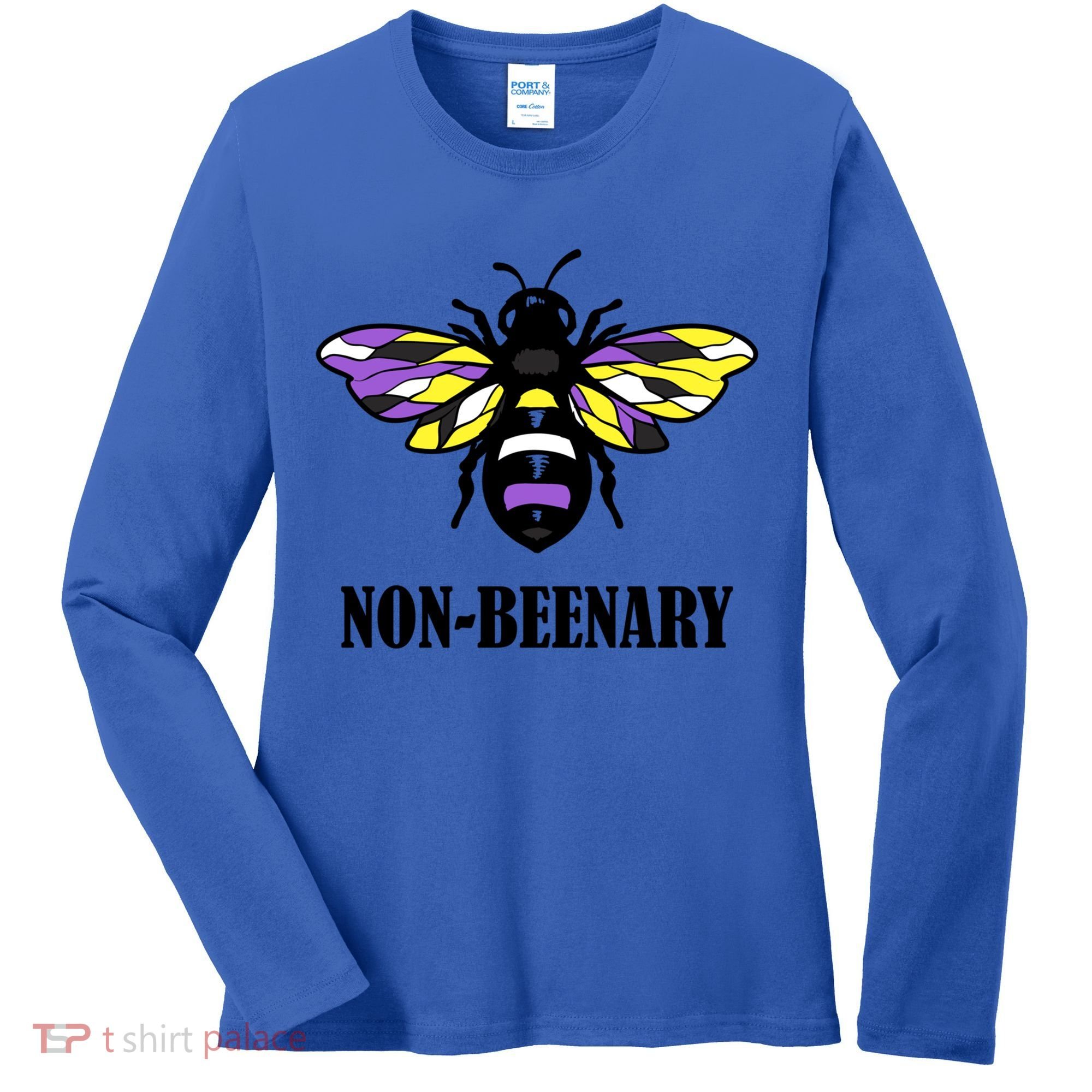 Non Binary Flag Bee Funny Proud Lgbtq Ally Nonbinary Pride Gift Women's Long Sleeve Shirt
