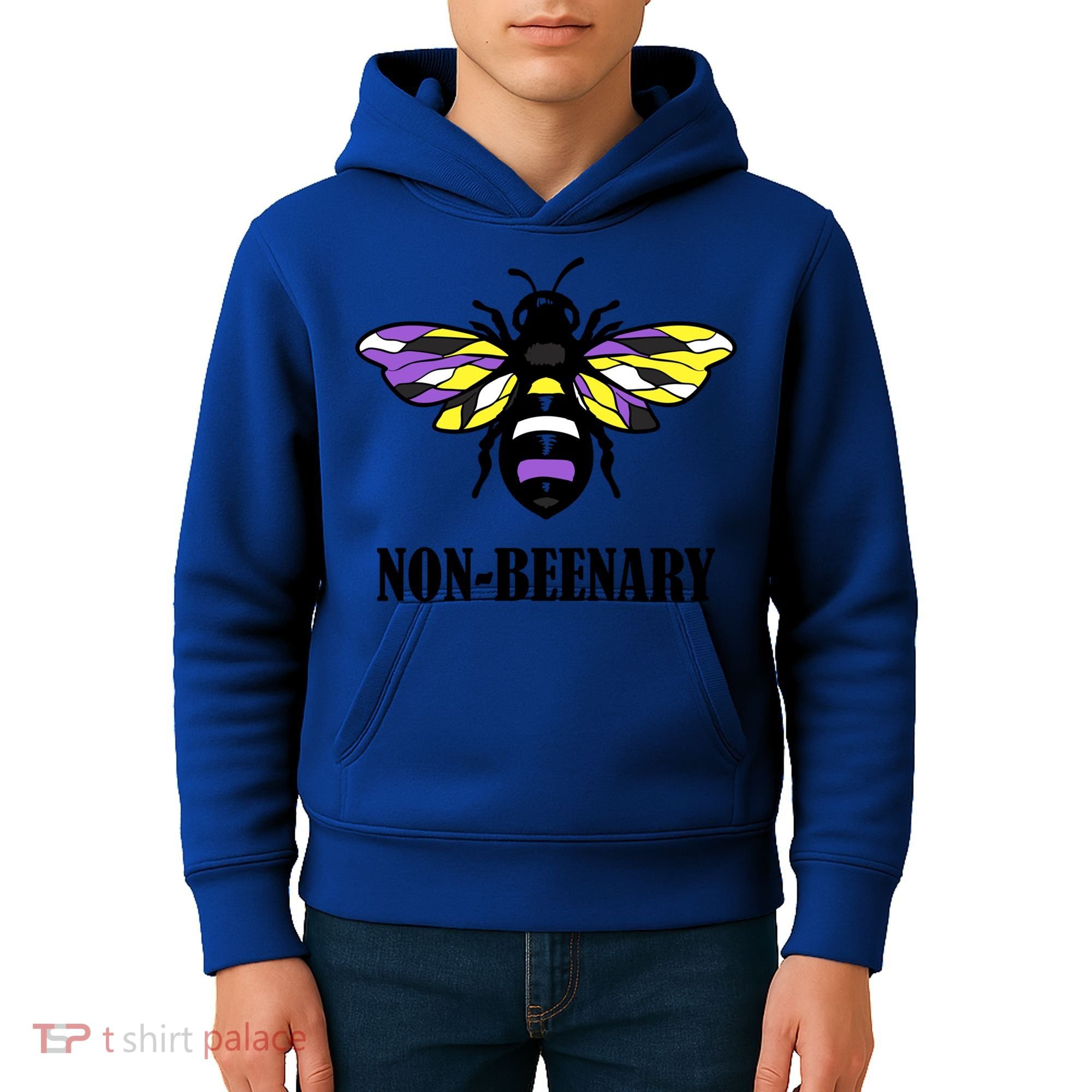 Non Binary Flag Bee Funny Proud Lgbtq Ally Nonbinary Pride Gift Kids Hoodie