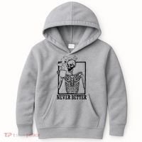 Never Better Funny Skeleton Coffee Kids Hoodie thumb 0