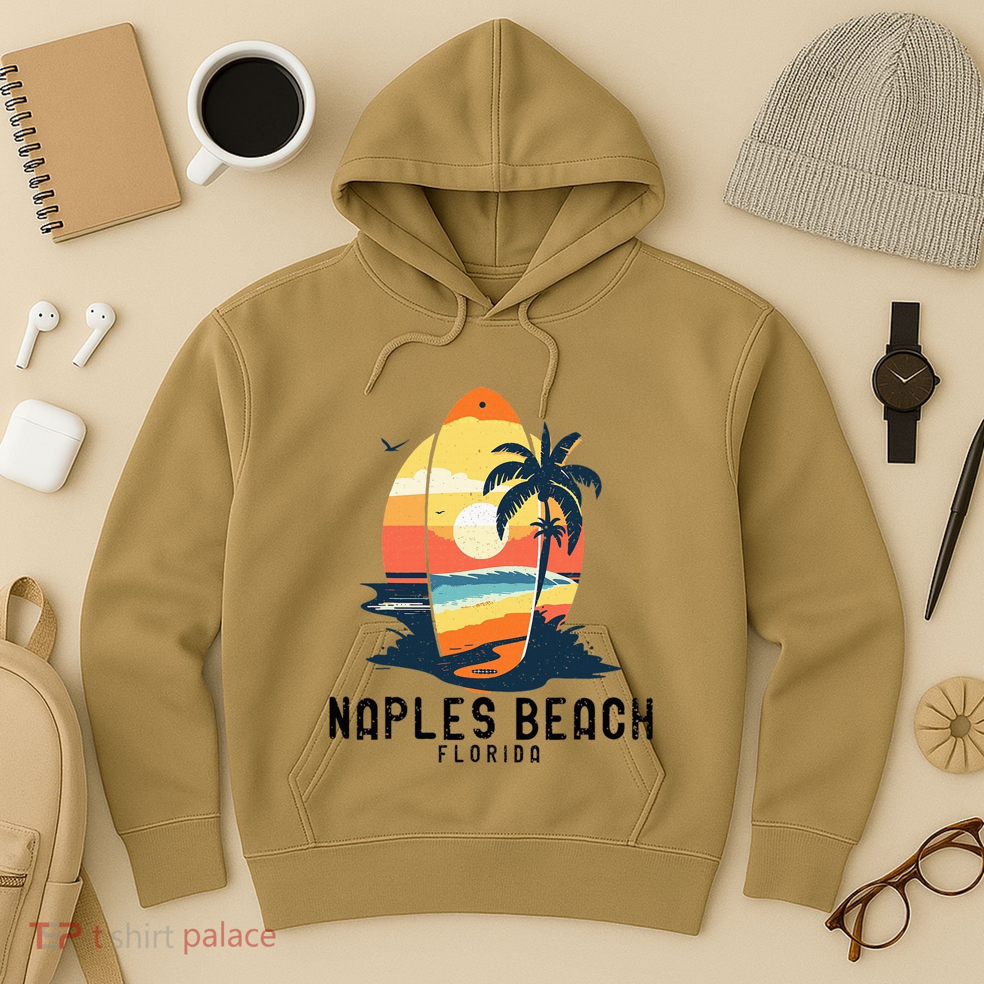 Naples Beach Florida Surfboard Waves Beach Hoodie