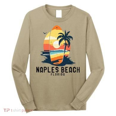 Naples Beach Florida Surfboard Waves Beach Long Sleeve Shirt