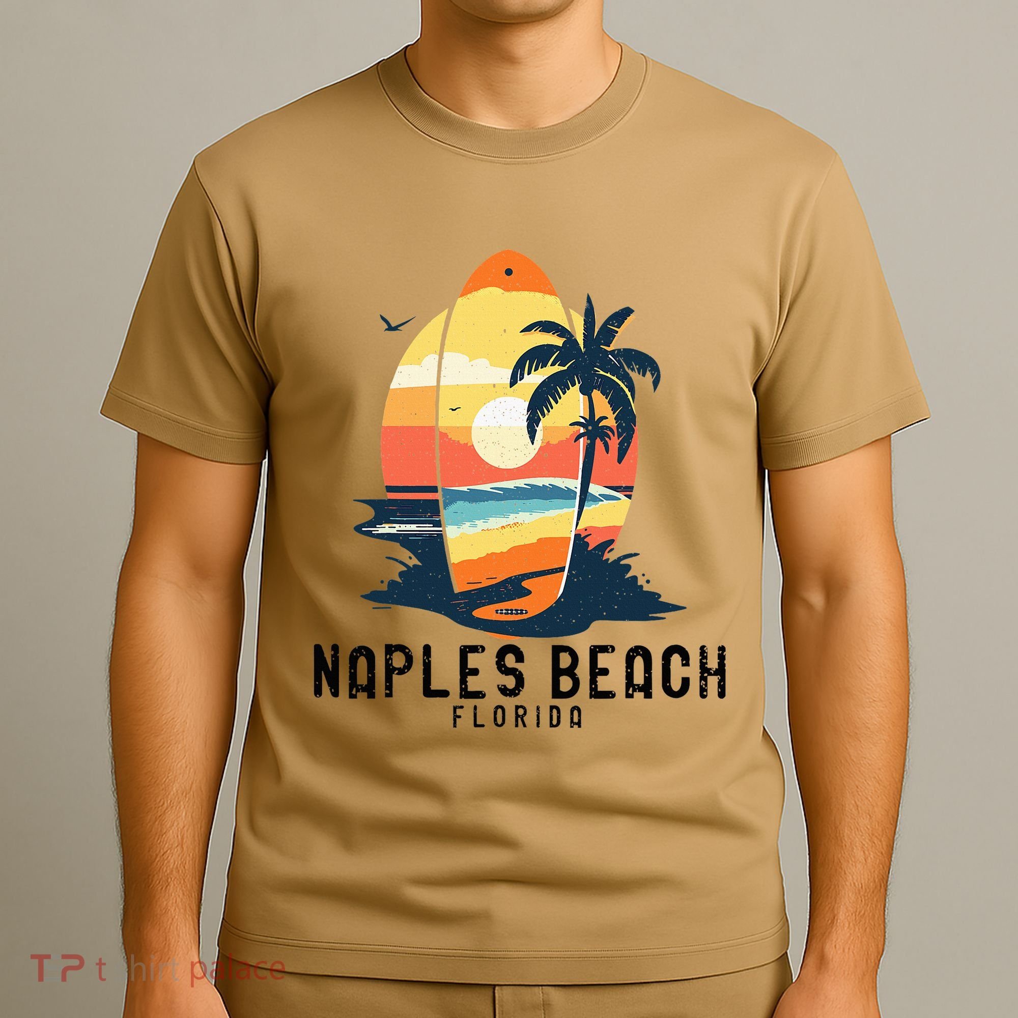 Naples Beach Florida Surfboard Waves Beach T-Shirt