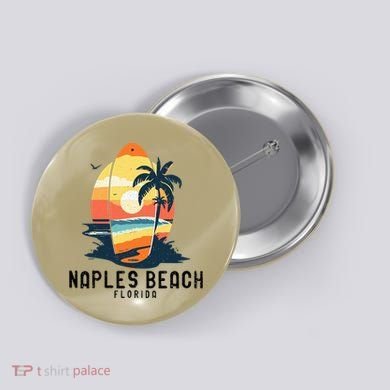 Naples Beach Florida Surfboard Waves Beach Button