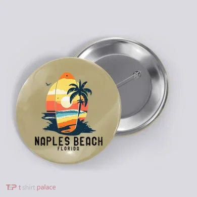 Naples Beach Florida Surfboard Waves Beach Button
