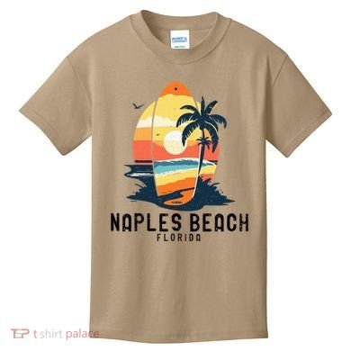 Naples Beach Florida Surfboard Waves Beach Kids T-Shirt