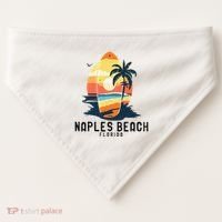 Naples Beach Florida Surfboard Waves Beach USA-Made Doggie Bandana thumb 0