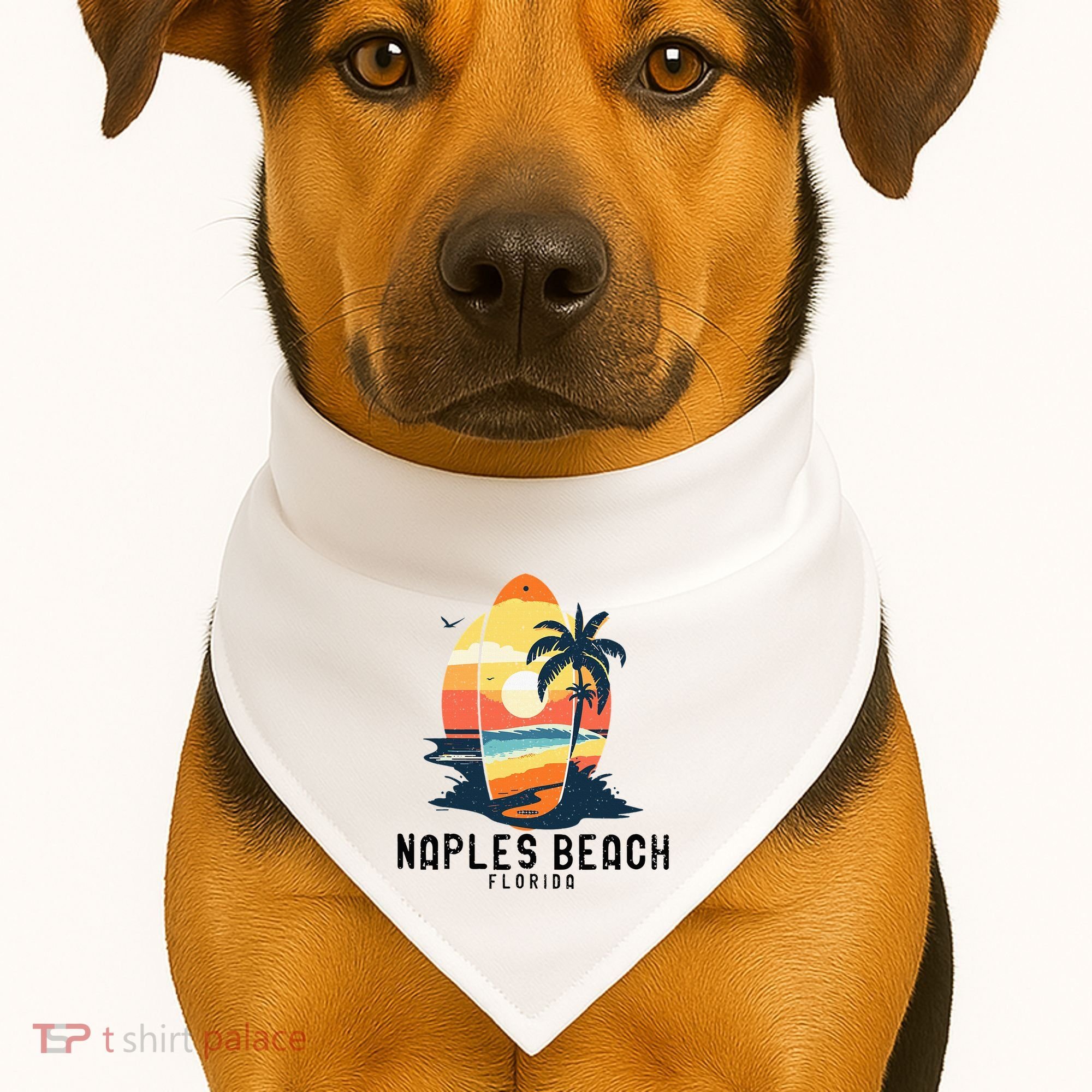 Naples Beach Florida Surfboard Waves Beach USA-Made Doggie Bandana