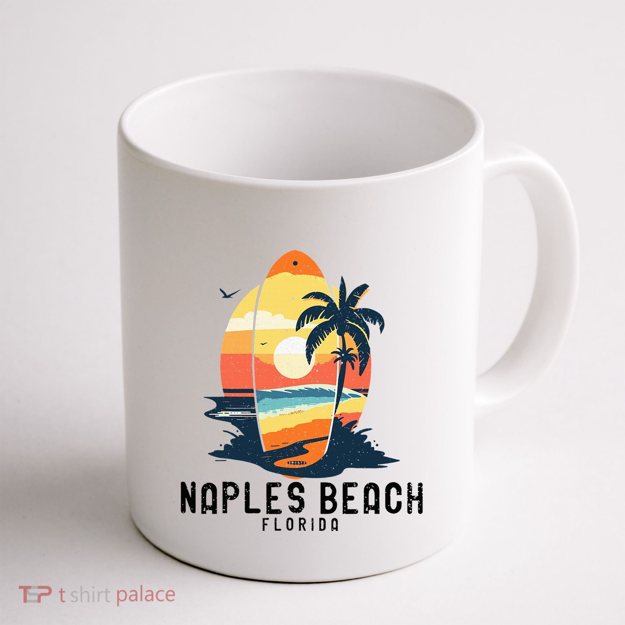 Naples Beach Florida Surfboard Waves Beach Coffee Mug