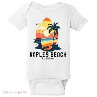 Naples Beach Florida Surfboard Waves Beach Baby Bodysuit