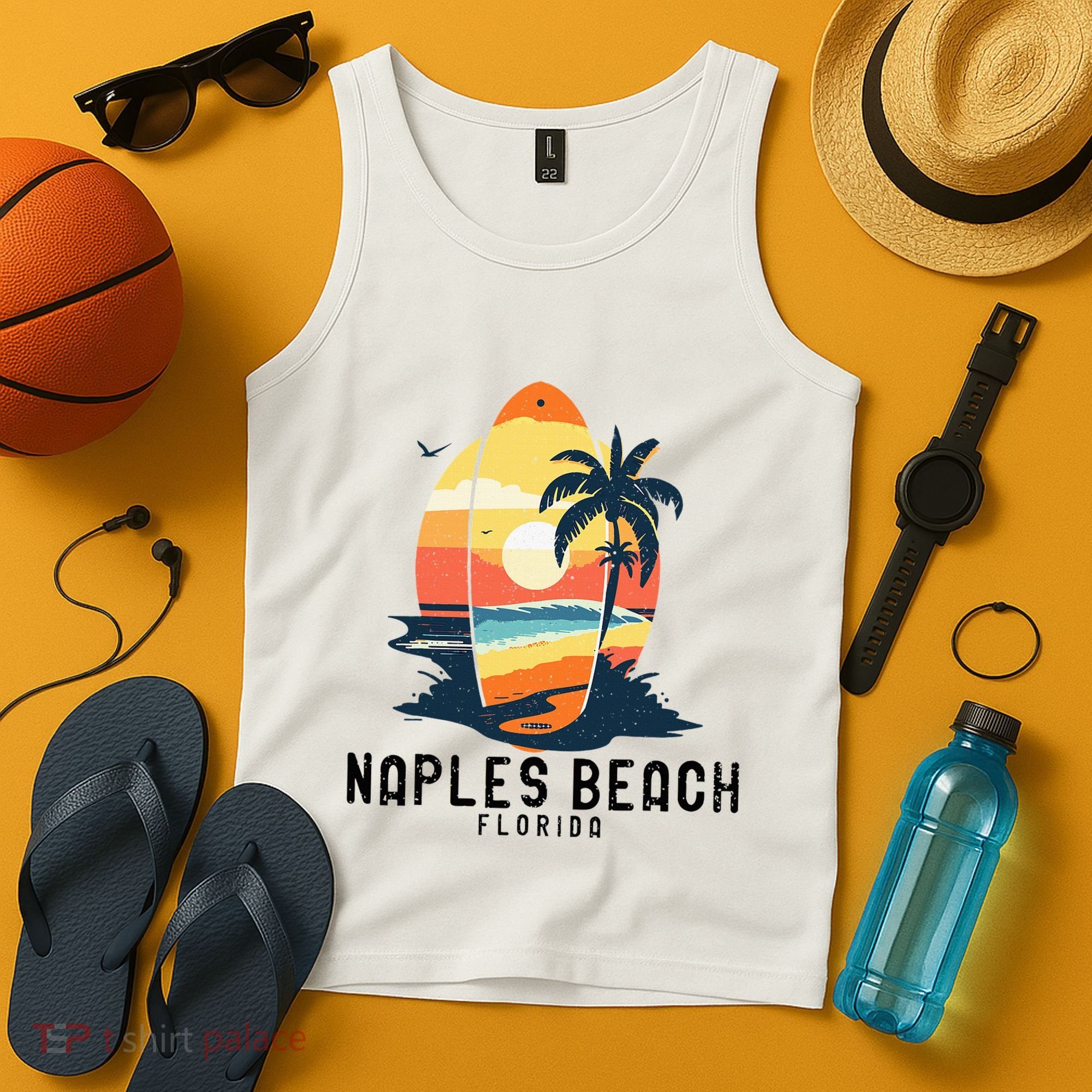 Naples Beach Florida Surfboard Waves Beach Tank Top