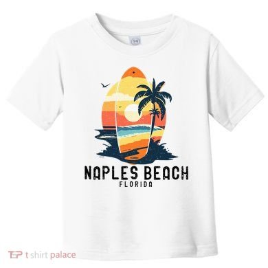 Naples Beach Florida Surfboard Waves Beach Toddler T-Shirt