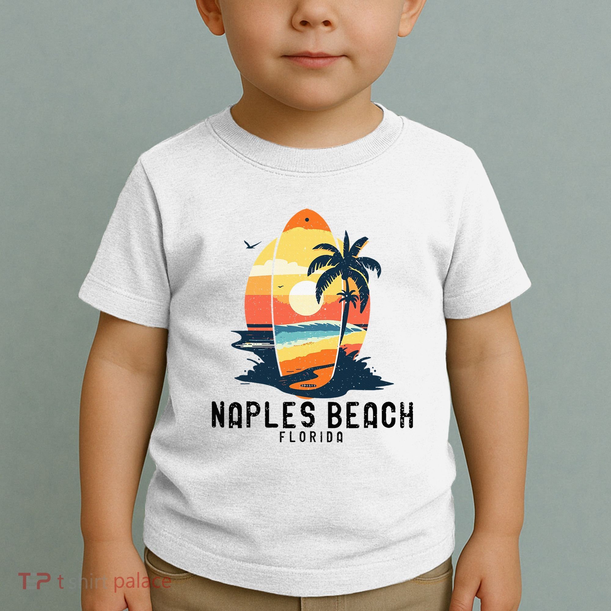 Naples Beach Florida Surfboard Waves Beach Toddler T-Shirt