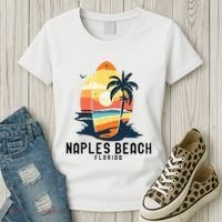 Naples Beach Florida Surfboard Waves Beach Women's T-Shirt thumb 3