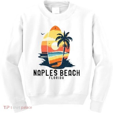 Naples Beach Florida Surfboard Waves Beach Kids Sweatshirt