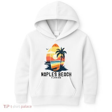Naples Beach Florida Surfboard Waves Beach Kids Hoodie