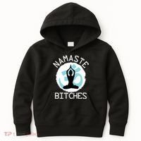 Namaste Bitches Funny Yoga Kids Hoodie thumb 0