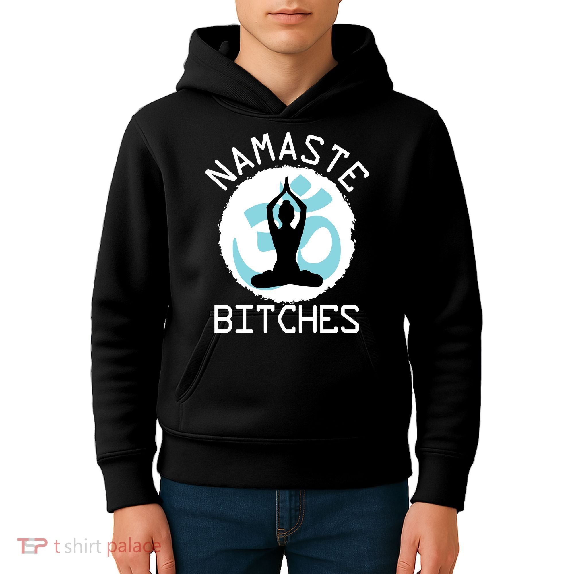 Namaste Bitches Funny Yoga Kids Hoodie