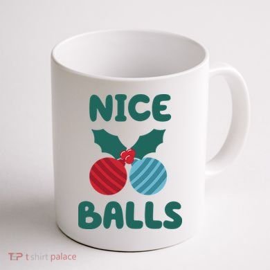 Nice Balls Funny Christmas Ornament Coffee Mug back