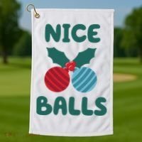 Nice Balls Funny Christmas Ornament Golf Towel thumb 1